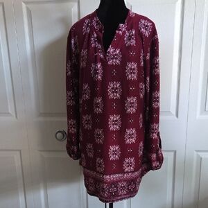Lildy Women's Burgundy Patterned Blouse